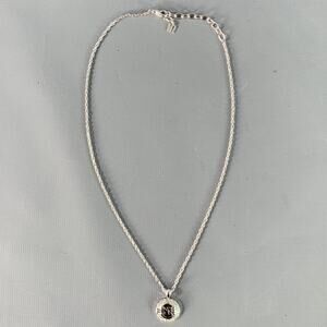 NINA RICCI Silver Chain Link Metal Monogram Pendant Necklace